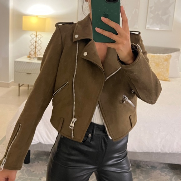 Zara Suede Brown Moto Jacket - Picture 4 of 10